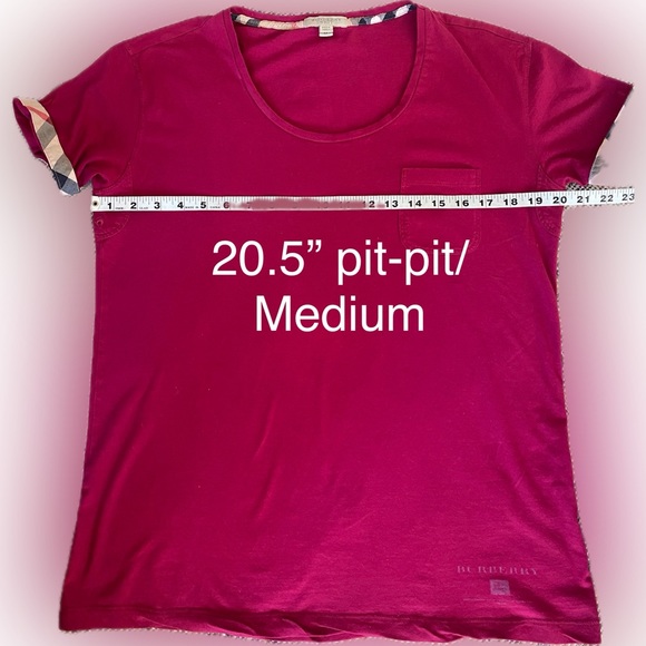 BURBERRY BRIT Upscale Pocket Tee🔥Scoop neck/LOGO/Nova Check🔥BERRY💋EUC🔥Medium - Picture 3 of 17